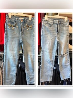 2 pairs! Lauren Conrad Jeans Light Blue Embroidered Daisy Women's both sz 4